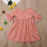 Toddler Girl Long Sleeve Floral Flower Boho Dresses