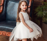 Girl Irregular Mesh Dress Big Bow Princess Dress