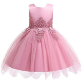 Girl Irregular Mesh Dress Big Bow Princess Dress