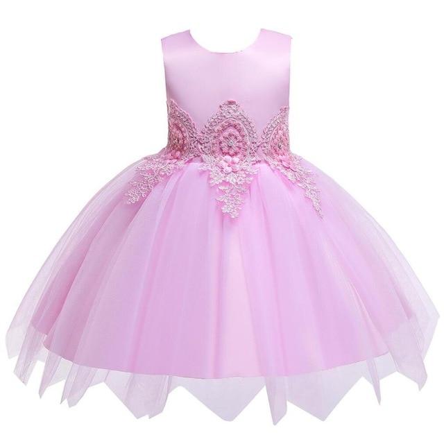 Girl Irregular Mesh Dress Big Bow Princess Dress
