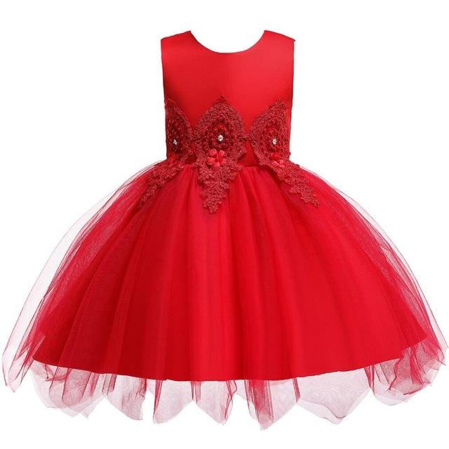 Girl Irregular Mesh Dress Big Bow Princess Dress