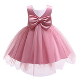Girl Irregular Mesh Dress Big Bow Princess Dress