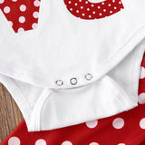 Baby Girl Love Polka Dot Leopard Print Valentine Outfit 3 Pcs Sets