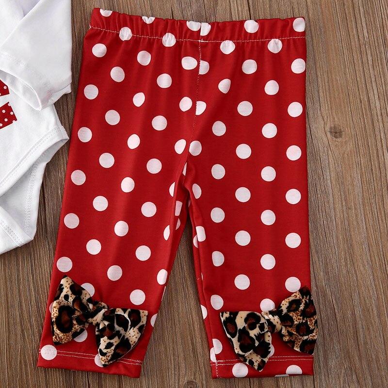 Baby Girl Love Polka Dot Leopard Print Valentine Outfit 3 Pcs Sets