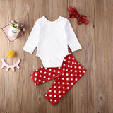 Baby Girl Love Polka Dot Leopard Print Valentine Outfit 3 Pcs Sets