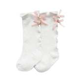 Toddler Girl Ruffle Stockings Cotton Bows Knee Socks