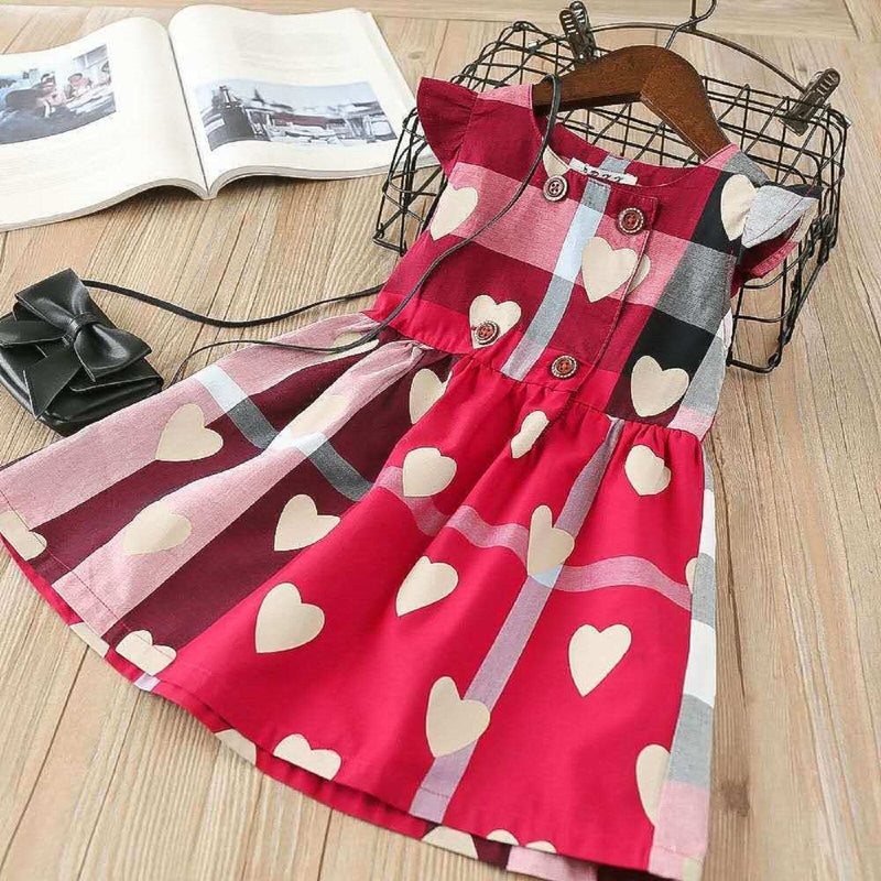 Toddler Baby Girl Valentine Plaid Heart Dress