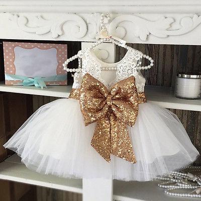 Girl Sequin Birthday Wedding Flower Prom Dress