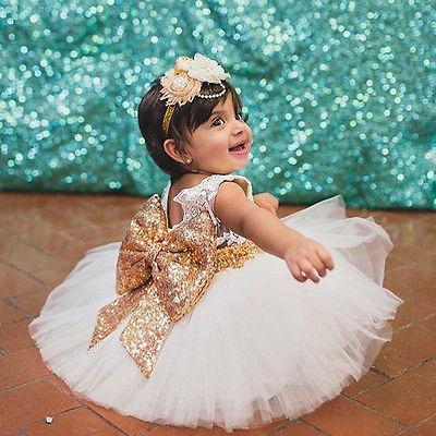 Girl Sequin Birthday Wedding Flower Prom Dress