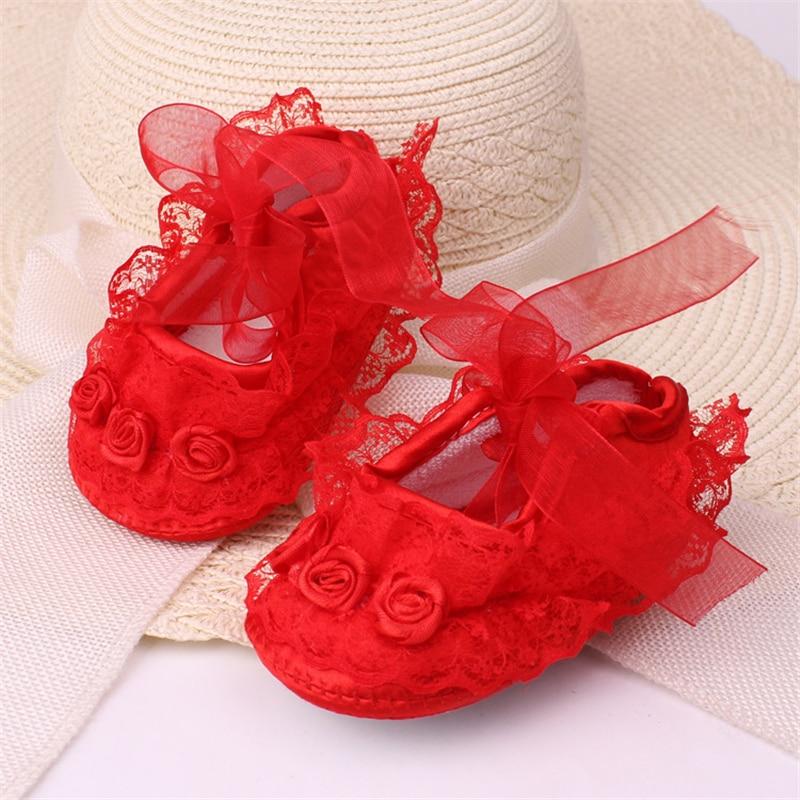 Newborn Baby Girl Shoes Lace Floral Soft Shoes 0-12M