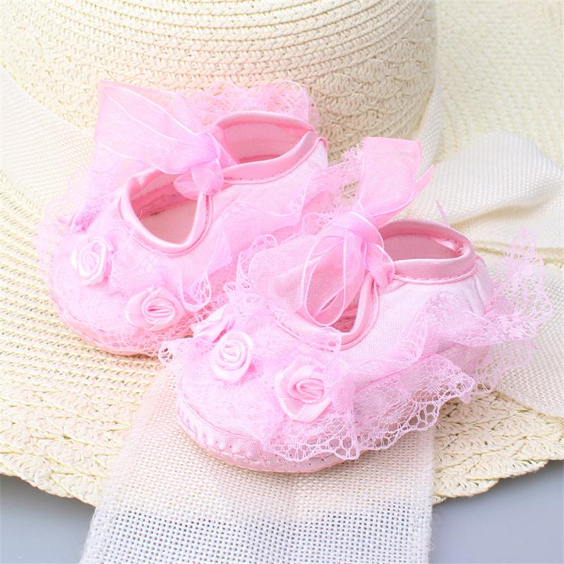 Newborn Baby Girl Shoes Lace Floral Soft Shoes 0-12M