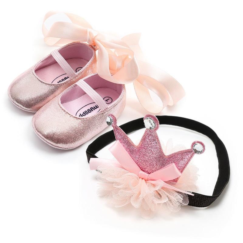 Baby Shoes Princess Party Wedding Headband Soft Walker Shoes