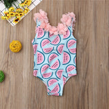 Family Matching Bikini Swimsuits 3D Flowers Backless Slim Beachwear
