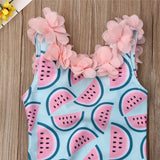 Family Matching Bikini Swimsuits 3D Flowers Backless Slim Beachwear