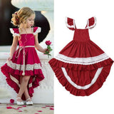 Kids Princess Lace Ruffle Irregular Beach Wedding Party Dresses