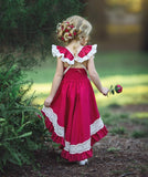 Kids Princess Lace Ruffle Irregular Beach Wedding Party Dresses