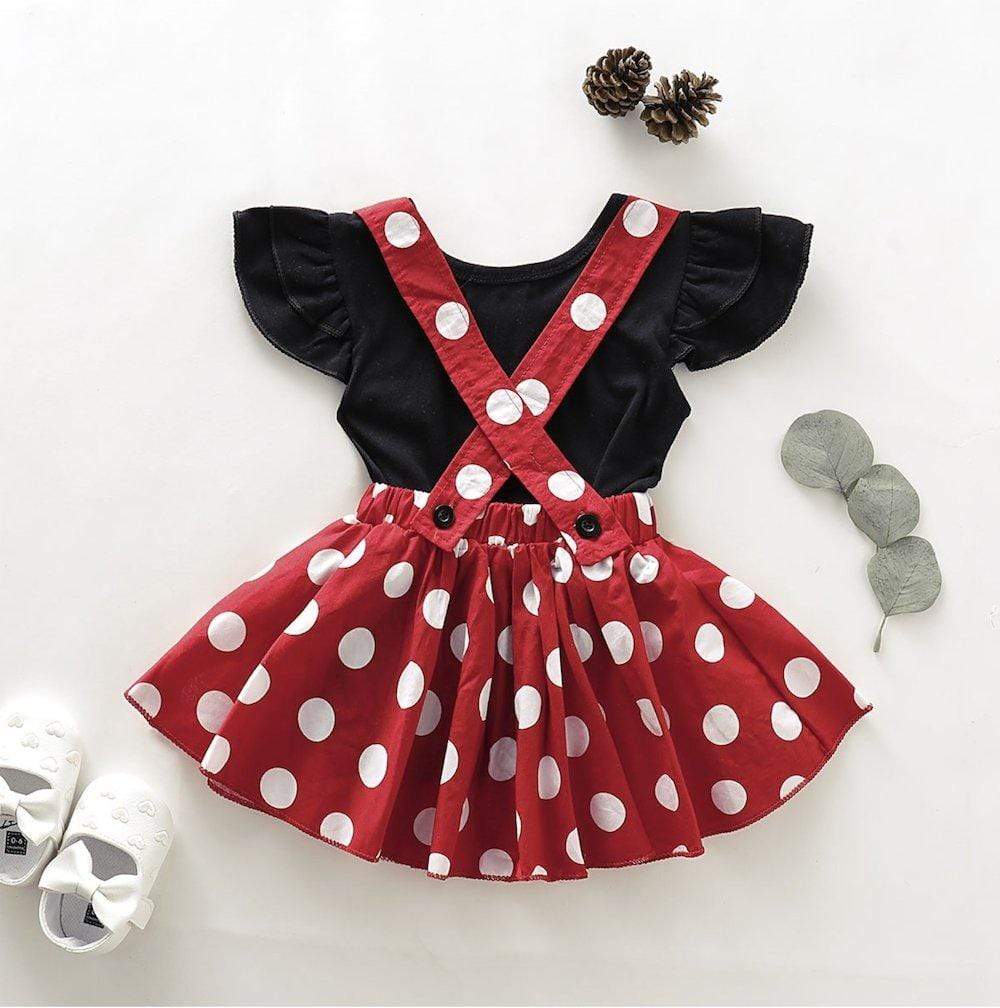 Baby Girls Red Polka Dot Skirt Sets 2 Pcs