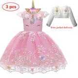 Girl Embroidery Unicorn Big Bow Princess Dress Wedding Party Kids Dresses - honeylives