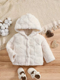 Kid Baby Girl Heart Pattern Fleece Hooded Jacket Warm Thickened Coat