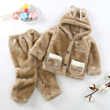 Kid Boy Girl Suit Cute Hooded Winter Warm Pajamas