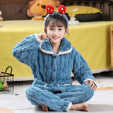 Kid Girl Autumn Winter Coral Velvet Flannel Thickened Pajamas