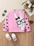 Kid Baby Toddler Girls Rabbit Polka Dot Print Long Sleeve Sweatshirt