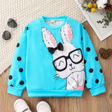 Kid Baby Toddler Girls Rabbit Polka Dot Print Long Sleeve Sweatshirt