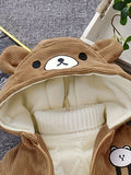 Kid Baby Girl Cute Bear Corduroy Hooded Jacket Warm Coats