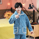 Kid Girl Autumn Winter Coral Velvet Flannel Thickened Pajamas