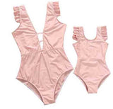 Family Matching Parent-child Mother-daughter V-neck One-piece Swimsuit