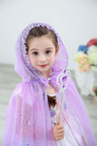 Kid Girl Shawl Frozen Princess Witch Cape Halloween Coats