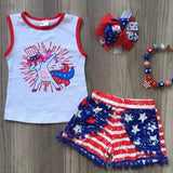Kids Baby Girls 4th-of-July Independence Day Horse Printed Sets