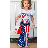 Kid Baby Girl Summer American Independence Day Fly-sleeved 2 Pcs Set