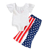 Kid Baby Girl Summer American Independence Day Fly-sleeved 2 Pcs Set