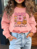 Kid Girl Cozy Cute Pumpkin Print Long Sleeve Sweatshirt