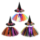 Adult Kid Girl Halloween Costumes Puffy Skirts Witch Suit 3 Pcs Set