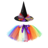 Adult Kid Girl Halloween Costumes Puffy Skirts Witch Suit 3 Pcs Set