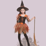 2026 Children's Halloween Costumes European and American Girls Cos Cosplay Witch Show