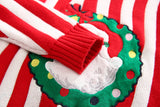 Kid Baby Girl Christmas Stripe Embroidery Sweaters