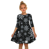 Kid Girl Princess Christmas Digital Print Crew-neck Fashion Dresses