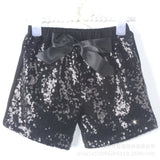 Kid Girl Bow Rainbow Sequins Fitted Cotton Shorts Pants