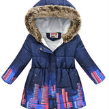 Kids Girls Floral Hooded Warm Snow Thermal Padded Outerwear Coats