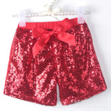 Kid Girl Bow Rainbow Sequins Fitted Cotton Shorts Pants