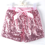 Kid Girl Bow Rainbow Sequins Fitted Cotton Shorts Pants