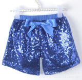 Kid Girl Bow Rainbow Sequins Fitted Cotton Shorts Pants