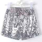 Kid Girl Bow Rainbow Sequins Fitted Cotton Shorts Pants