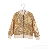 Kid Girl Baseball Jacket Cotton Medium-sized Glitter Coats