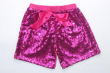 Kid Girl Bow Rainbow Sequins Fitted Cotton Shorts Pants