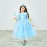 Kid Girl Elsa Christmas Long-sleeved Frozen Princess Dresses
