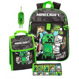 Kid Minecraft Time To Mine Backpack Bags 3 Pcs Set